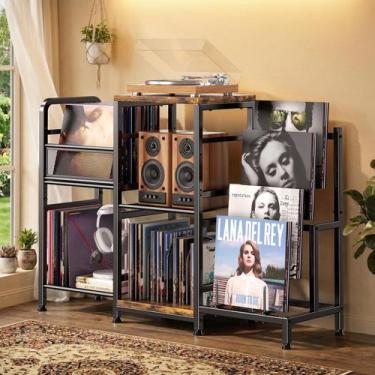 Imagem de Estante Grande para Toca-Discos POKIPO, Armazenamento de Discos de Vin