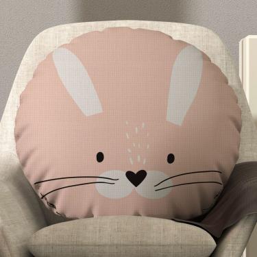 Imagem de Almofada Redonda Avulsa Cheia Infantil Bichinhos 45cm X 45cm - Enchimento De Silicone Estampa Coelho