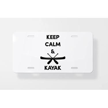 Imagem de Capa para placa de carro Keep Calm Kayak - Capa para placa de carro nova para carro - Capa de moldura para placa de carro 15 x 30 cm