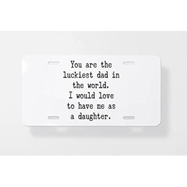Imagem de Capa para placa de licença de vidro Luckiest Dad in The World Daughter - Capa para placa de carro - Capa para moldura da placa de carro 15 x 30 cm