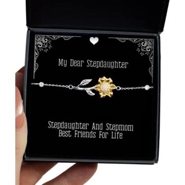 Imagem de SpreadPassion Presentes exclusivos para madrinha, madrinha, melhores amigos para a vida, pulseira divertida de girassol para filha da mãe