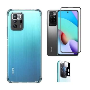 Imagem de Capinha Anti Queda Transparente para Xiaomi Redmi 10 Prime + Película de Vidro 3D + Pelicula de Camera - (C7ARMOR)