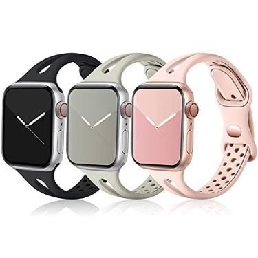 Imagem de Ouwegaga Pulseiras esportivas finas de silicone macio para Apple Watch de 44 mm, 45 mm, 46 mm, 49 mm, 42 mm, 41 mm, 40 mm, 38 mm, iWatch séries 10, 9, 8, 7, 6, 5, 4, 3, 2 e 1, Ultra 2/Ultra