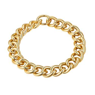 Imagem de GOLDCHIC JEWELRY Colar de corrente de ouro grosso para mulheres, colar de corrente cubana hip hop de 5 mm/12 mm/23 mm, giro hip hop, colar de corrente gargantilha de elos grossos 40 cm 40 cm 50 cm