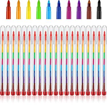 Imagem de 30 lápis empilháveis, lápis de cor a granel, lembrancinhas de festa, lápis arco-íris para escola, escritório, festa de aniversário, 10 cores