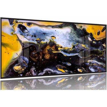 Imagem de Quadro Decorativo Abstrato Geometrico Aqua 130x60 Moldura Preta 2x2