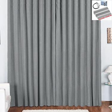 Imagem de Cortina Tóquio para Trilho Comum Tecido Oxford 4,00m x 2,80m Janela Quarto Sala - Cinza