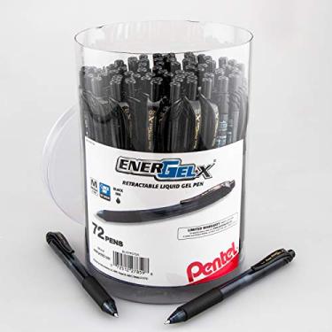 Imagem de Pentel EnerGel-X Caneta de gel retrátil, (0,7 mm), linha média, tinta preta, embalagem com 72 latas (BL107PC72A)