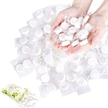 Imagem de 100 tabletes de toalha comprimidos, toalhas descartáveis para viagens, macio, durável e estéril, pacote de toalhas de rosto descartáveis para casa e ao ar livre, toalhas de acampamento para limpar o