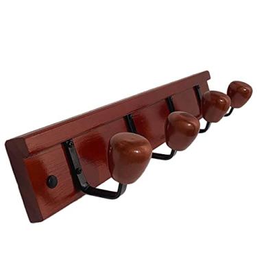 Imagem de Cabide Triunfo 4 ganchos cabideiro de madeira p/Parede ou Porta Organizador de Roupas e Acessórios. Cor:Bordô