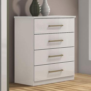 Imagem de Cômoda de Madeira 4 Gavetas Branco Baião Lopas