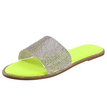 Imagem de Sandálias para mulheres, sandálias de dedo aberto com laço casual verão elegante viagem praia plataforma chinelos sandálias, Z08 - Amarelo, 7