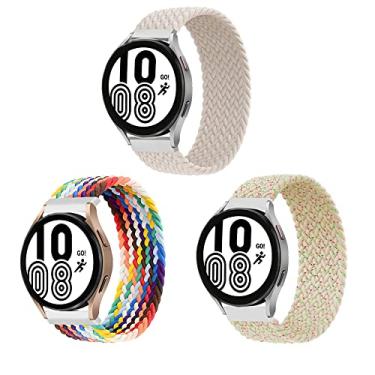 Imagem de ALMNVO Pacote com 3 pulseiras elásticas trançadas de nylon para Samsung Galaxy Watch 5 de 40 mm, 44 mm, 44 mm/LTE 44 mm/5 Pro, 4 4 e 4 40 mm/4 clássico, 46 mm/42 mm/3 41 mm/Ativo, pulseira elástica, 20 mm-G
