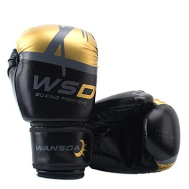 Imagem de XUSIJAKQ1 Boodun 1 par infantil/adulto feminino masculino luvas de boxe saco de areia treinamento muay thai karatê luva luva de luta, Preto, 10 uncji