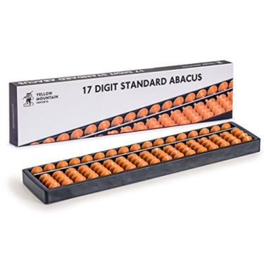 Imagem de Yellow Mountain Imports Dígito padrão Abacus 10,5 polegadas – Calculadora Soroban profissional de 17 colunas (ferramenta de aprendizagem funcional e educacional)