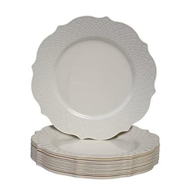 Imagem de Pratos de aperitivo descartáveis | Creme | 22,86 cm (9") | 20 peças