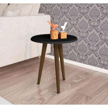 Imagem de Mesa Lateral Brilhante Preto Fosco - Móveis Bechara