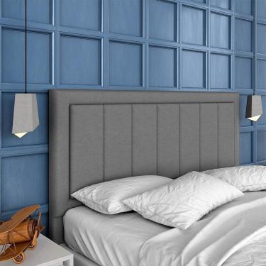 Imagem de Cabeceira Estofada Para Cama Queen Istambul Linho Cinza - M. Arapongas