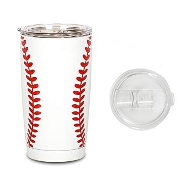 Imagem de Copo de beisebol com impressão 5D, confortável sensação à mão, revestimento extra antidescascamento, copo de café de viagem com tampa, caneca de parede dupla de aço manchado, presente, permanece o bom