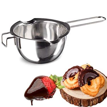Imagem de Pote de aco inoxidavel para derreter chocolate, manteiga, queijo, vela e cera kit de fabricacao de cera, bicos duplos com capacidade de 400 ml