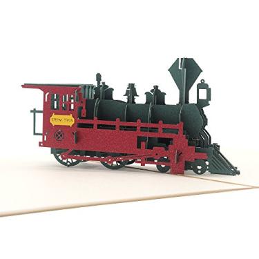 Imagem de Cute Star Retro Train 3D Pop Up Greeting Cards with Envelope, Gift for Father's Day Thanksgiving Day Birthday Best Wish Good Luck Wedding Invitation Congratulation, Gold Cover