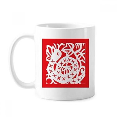 Imagem de Caneca de porcelana de café cerâmica caneca do zodíaco de serpente cortada em papel