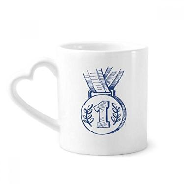 Imagem de Caneca de medalha de campeonato de futebol azul caneca de café cerâmica copo de coração de vidro