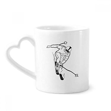 Imagem de Caneca preta Esqui Inverno Esporte Padrão Caneca Café Cerâmica Copo Coração Vidro