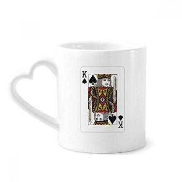 Imagem de Baralho de cartas Spade K padrão caneca café cerâmica copo de coração de vidro