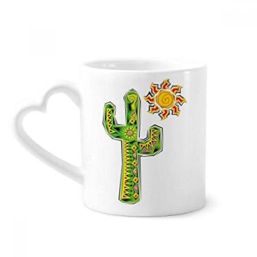 Imagem de Caneca de cerâmica com elemento de cultura do México pintado à mão para café copo de coração de vidro