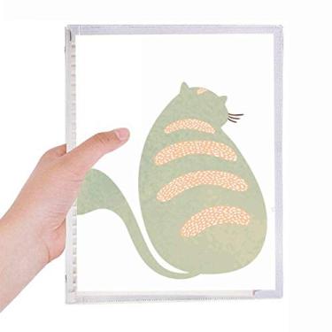 Imagem de Caderno em aquarela com estampa de gato verde e ciano, diário recarregável de folhas soltas