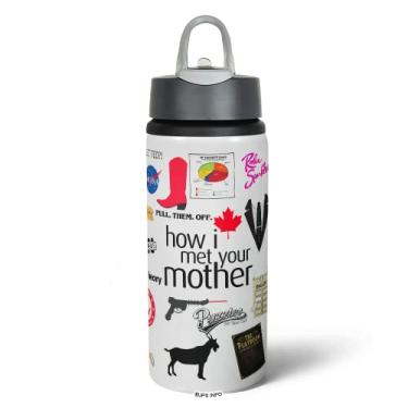 Imagem de JPS INFO Garrafa Squeeze NK Icons Moments - How i met your mother - Alum?nio - 600ml - Bico retr?til - Reutiliz?vel - Esportes e atividades ao ar livre