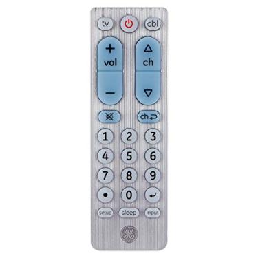 Imagem de Controle remoto universal de botão grande GE para Samsung, Vizio, Lg, Sony, Sharp, Roku, Apple TV, TCL, Panasonic, Smart TVs, reprodutores de streaming, Blu-Ray, DVD, 2 dispositivos, prata, 33701