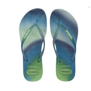 Chinelo Havaianas Slim Square Logo Metallic Musgo