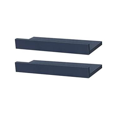 Imagem de Kit 2 Prateleiras Porta Quadros 50 x 10cm azul Suporte Invisível