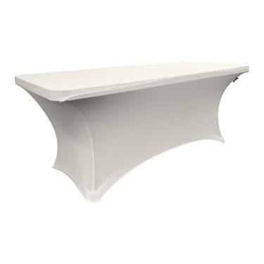 Imagem de LA Linen Toalha de mesa de elastano para uma mesa retangular de 2,3 m, 2,7 x 76,4 x 76,4 cm, branca