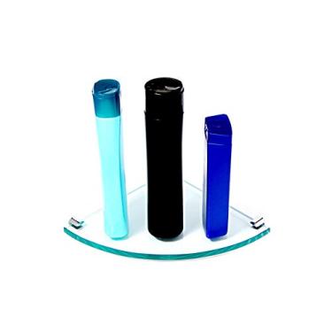 Imagem de Porta Shampoo de Canto Curvo em Vidro Incolor Lapidado - Aquabox - 20cmx20cmx10mm