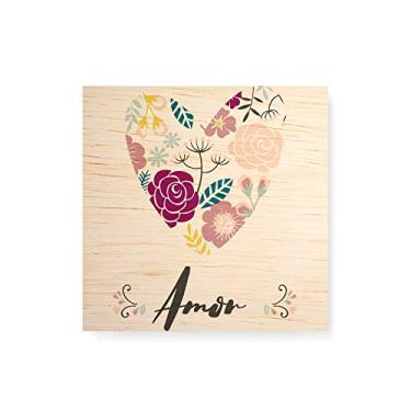 Imagem de Arte Maníacos Quadro Decorativo em Madeira Amor Coração Fundo Branco - 30x30cm