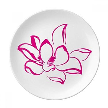 Imagem de Prato de flor de lótus rosa decorativo de porcelana salver louça de jantar