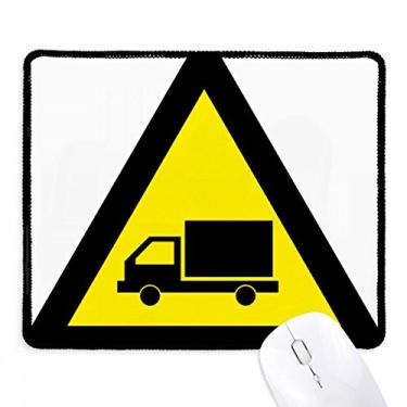Imagem de Símbolo de aviso amarelo preto caminhão triângulo mouse pad borda costurada tapete de borracha para jogos
