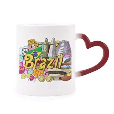 Imagem de Caneca de futebol Oscar Niemeyer Brasil Graffiti sensível ao calor Caneca vermelha muda de cor