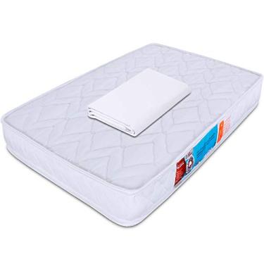 Imagem de Colchão para Berço Desmontável Chiqueirinho Cercadinho 100x70x10cm + Lençol Avulso com elástico Percal 180 Fios Antialérgico BF Colchões