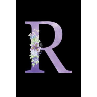 Imagem de R: Lavender monogram initial letter "R" on 6"X9" black notebook journal diary with 100 blank college ruled pages for taking notes, writing a journal, ... girls, seniors, friends and co-workers.