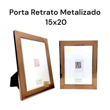 Imagem de Porta Retrato Metalizado Luxo 15x20 Moldura de Fotos