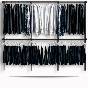 Imagem de Arara cabideiro aramado trilho parede closet loja suspenso Pt 2,80 m