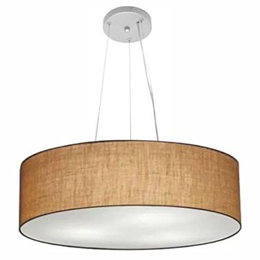 Imagem de Lustre Pendente Cilíndrico Cúpula Tecido 70x15 cm, Vivare Iluminação, Pendente4193 LP, Palha, Grande