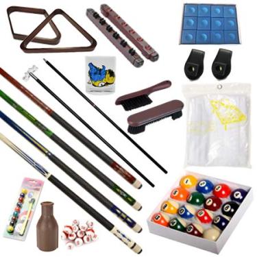 Imagem de Mesa de sinuca – Kit de acessórios premium de 32 peças – Conjuntos de bolas de ponte de taco de piscina (Kit-3)