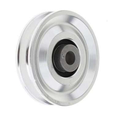 Imagem de oshhni Rolamento polia roda ginásio acessório universal cnc usinagem wearproof liga de alumínio leve para exercício acessório de treinamento de força, 70mm Prata