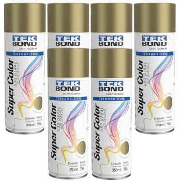 Imagem de Kit 6 Unidades Tinta Tekbond Spray Uso Geral 350ml Dourado