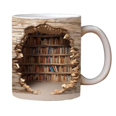 Imagem de Caneca de estante 3D JUOPZKENN, um copo de prateleira de biblioteca, canecas multifuncionais com design de espaço criativo, caneca de café para amantes de livros, um presente para leitores(#2)